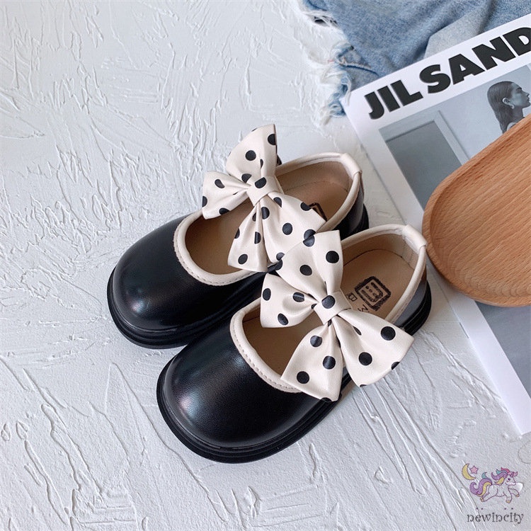 Giày Búp Bê Da Đế Mềm Đính Nơ Phong Cách Anh Quốc Cho Bé Gái