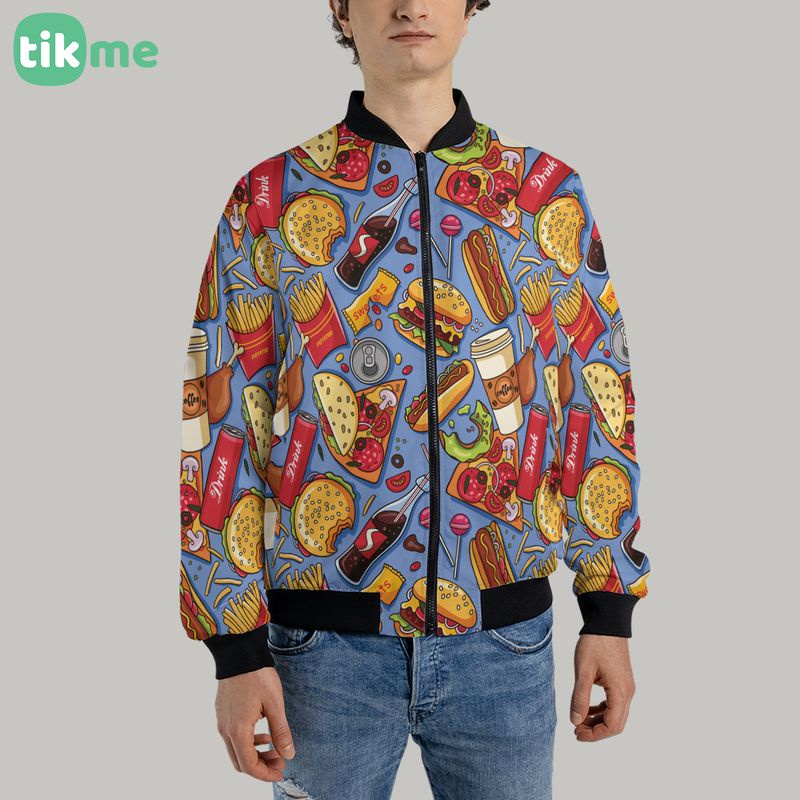 Áo khoác gió bomber form rộng Fast Food đủ size in 3D