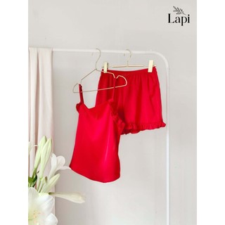 Bộ đồ ngủ lụa hồng bèo nhún điệu đà bdn14