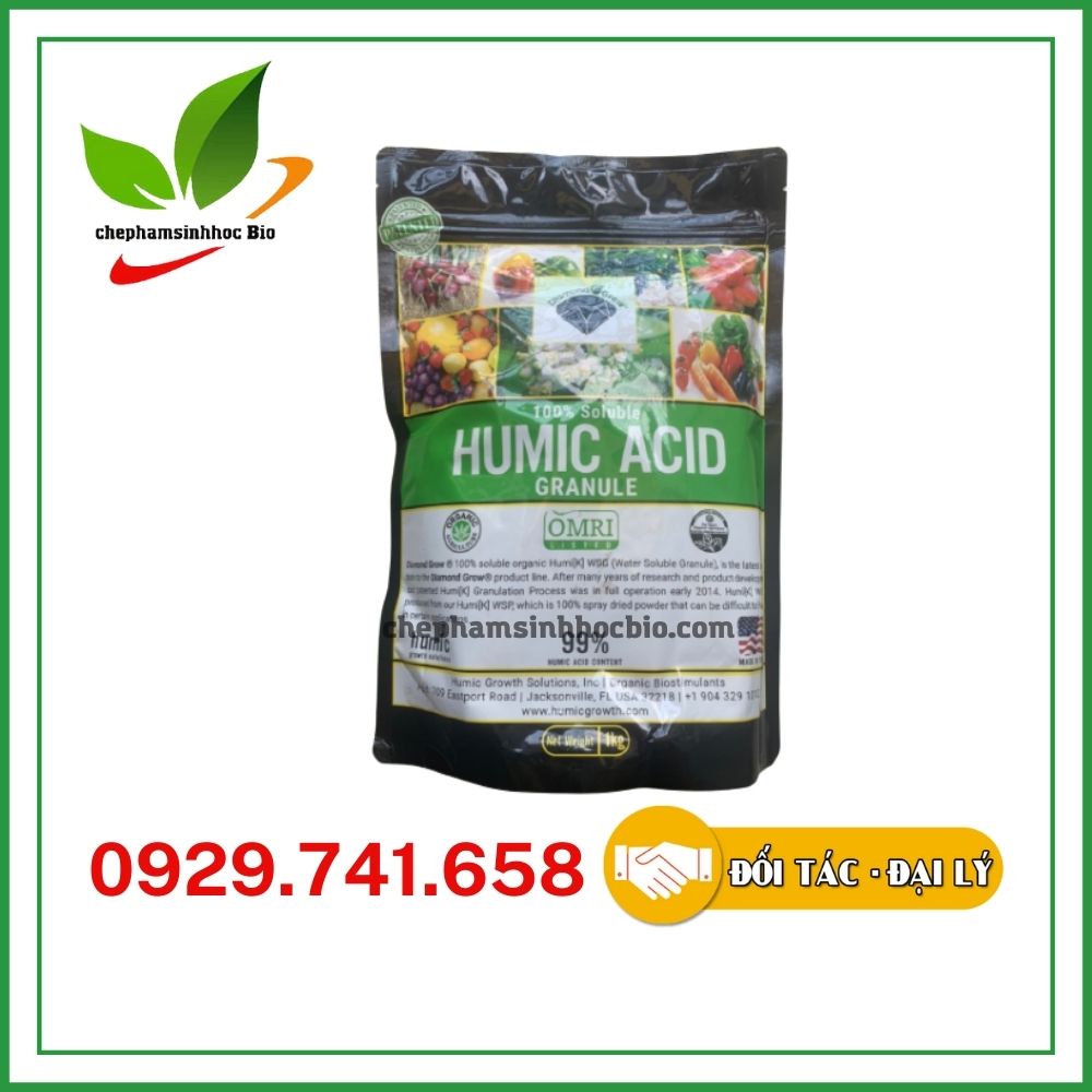 Humic Mỹ 99%. Phân bón hữu cơ sinh học, dạng hạt, tan hoàn toàn trong nước. Gói 1kg