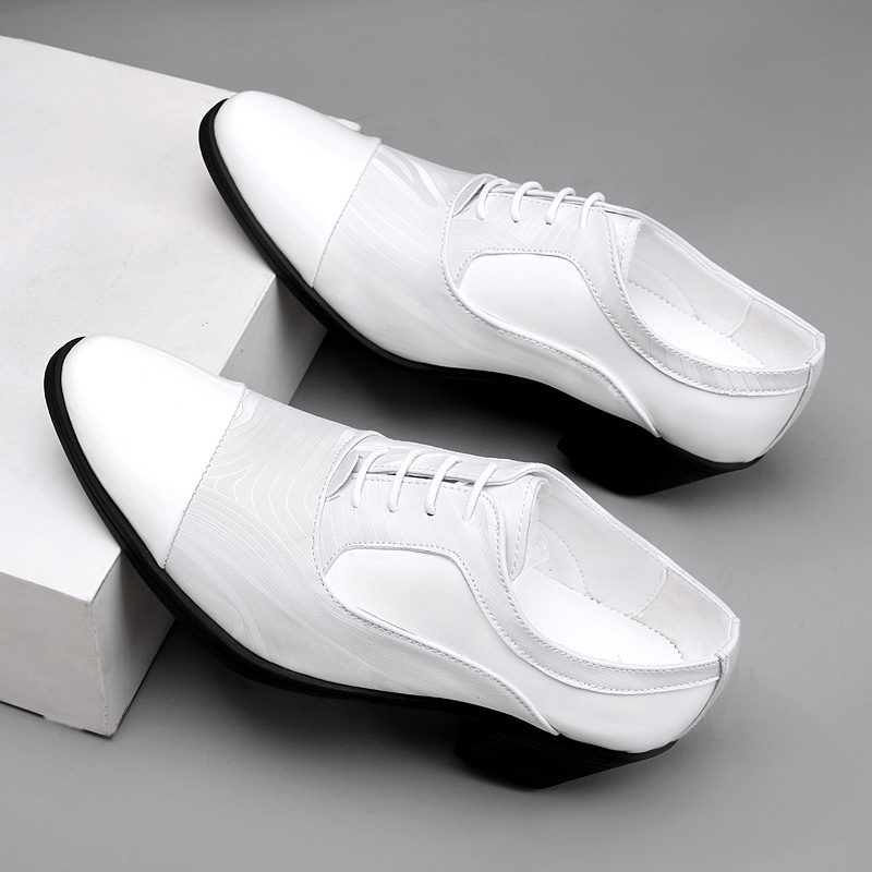 Giày Da Bóng Cao Gót / Giày Cao Gót Mũi Nhọn Có Đệm Nâng Chiều Cao Phong Cách Hàn Quốc Cho Nam