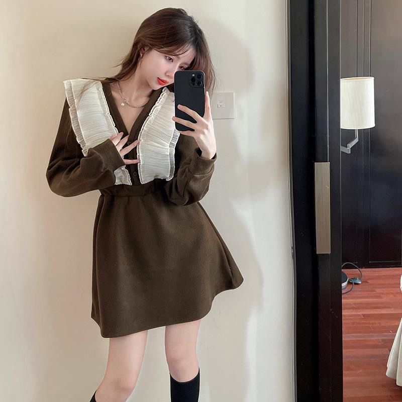 Đầm Thiết Kế Mới Cổ Chữ V Thời Trang Mùa Xuân Thu Dành Cho Nữ