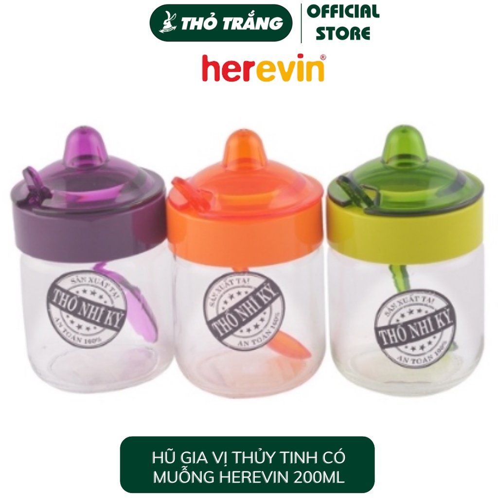 Hũ Lọ Gia Vị Thủy Tinh Tròn Herevin - Nhiều Dung Tích (Giao Màu Ngẫu Nhiên)