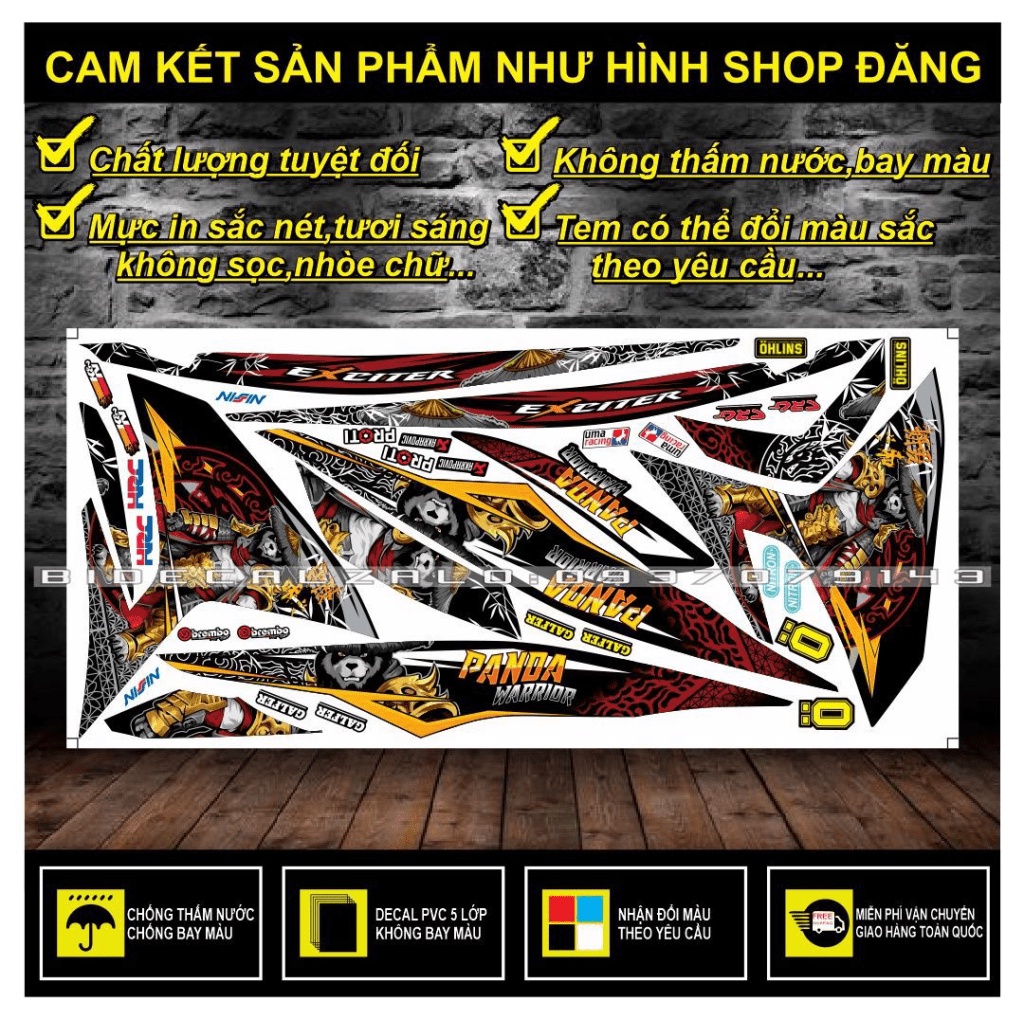 {TPHCM-FREE SHIP] TEM RỜI EXCITER 150 GẤU TRÚC PANDA