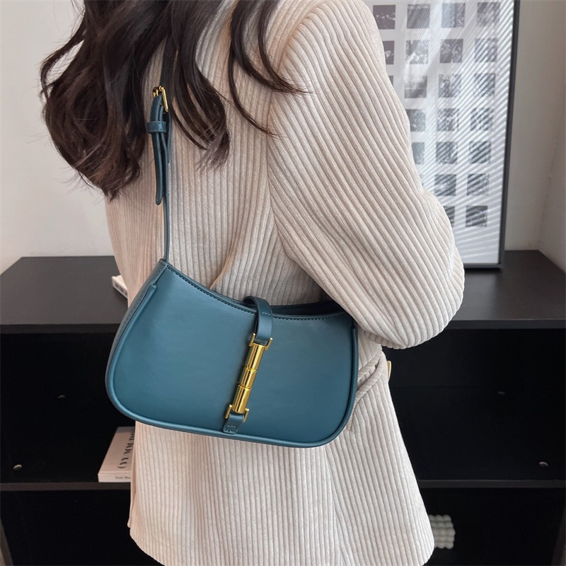 Túi xách JASMIN NOIR bằng da PU hình bán nguyệt có khóa thời trang thanh lịch cho nữ