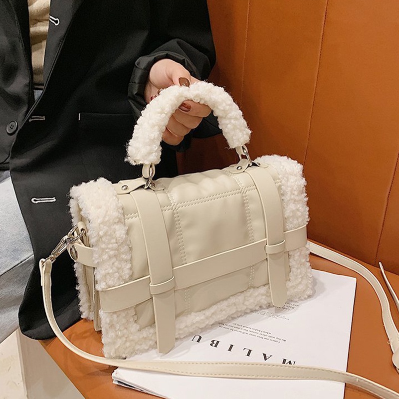 Túi Đeo Chéo Bằng Len Lông Cừu Hình Vuông Nhỏ Nhắn Phong Cách Hàn Quốc Dành Cho Nữ