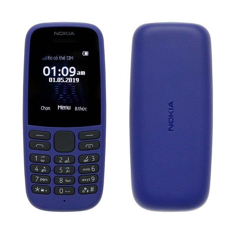 Nokia 105,  2 sim mẫu mới nhất, Điện thoại nokia nghe gọi loa lớn kèm pin sạc, BH 1 năm