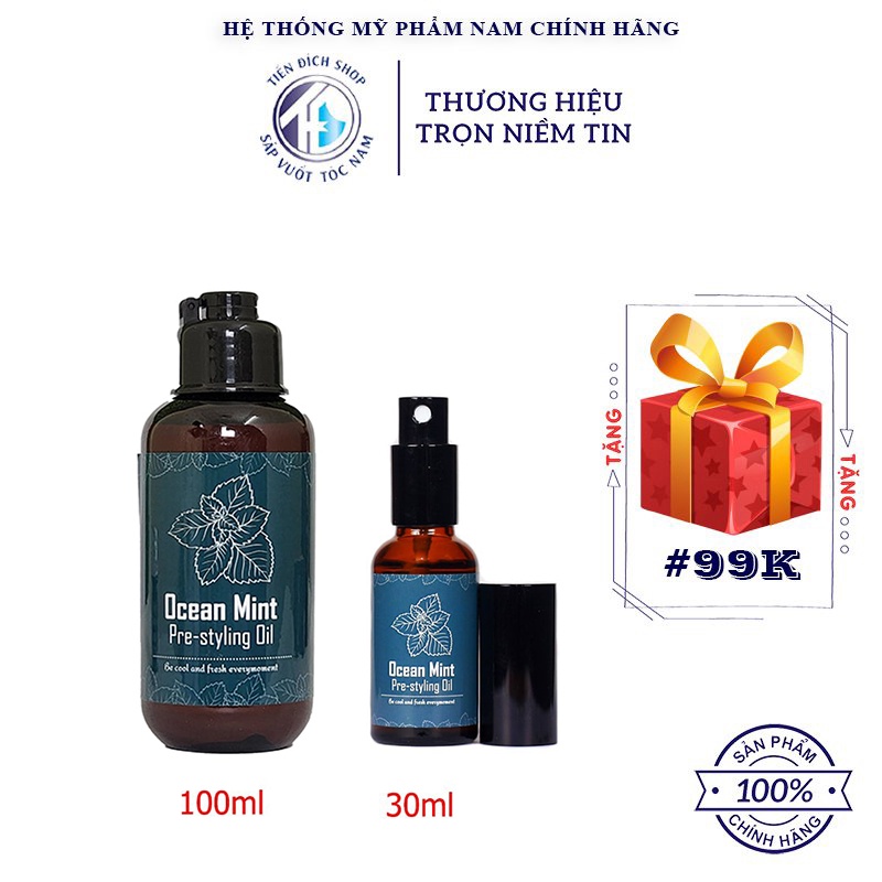 Xịt tạo phồng tóc Ocean Mint Pre Styling Oil V2 30ml / 100ml cao cấp OCEAN-MINT | Tiến Đích Shop