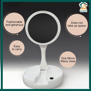 Makeup Mirror With Light USB Dual Side Desktop 10X Magnifying Foldable Mirror 1110