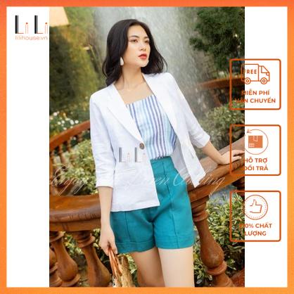 Set Vest Nữ Quần Đùi Thiết Kế Thanh Lịch, Set Áo Khoác Lửng Và Quần Short Chất Liệu Linen Cao Cấp