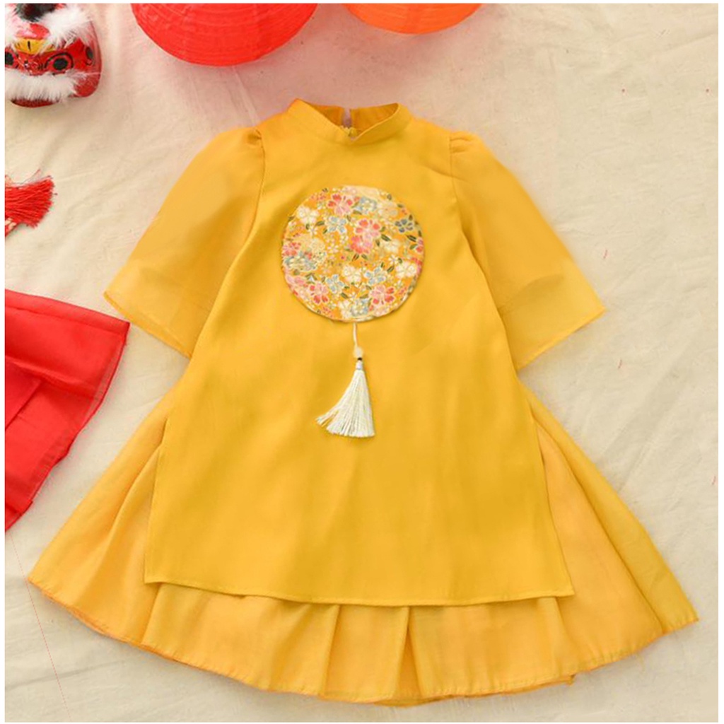 Sét Áo dài cho bé gái Mộc Khuê , áo dài cách tân tết 2023 đủ size 2 3 4 5 6 7 8 9