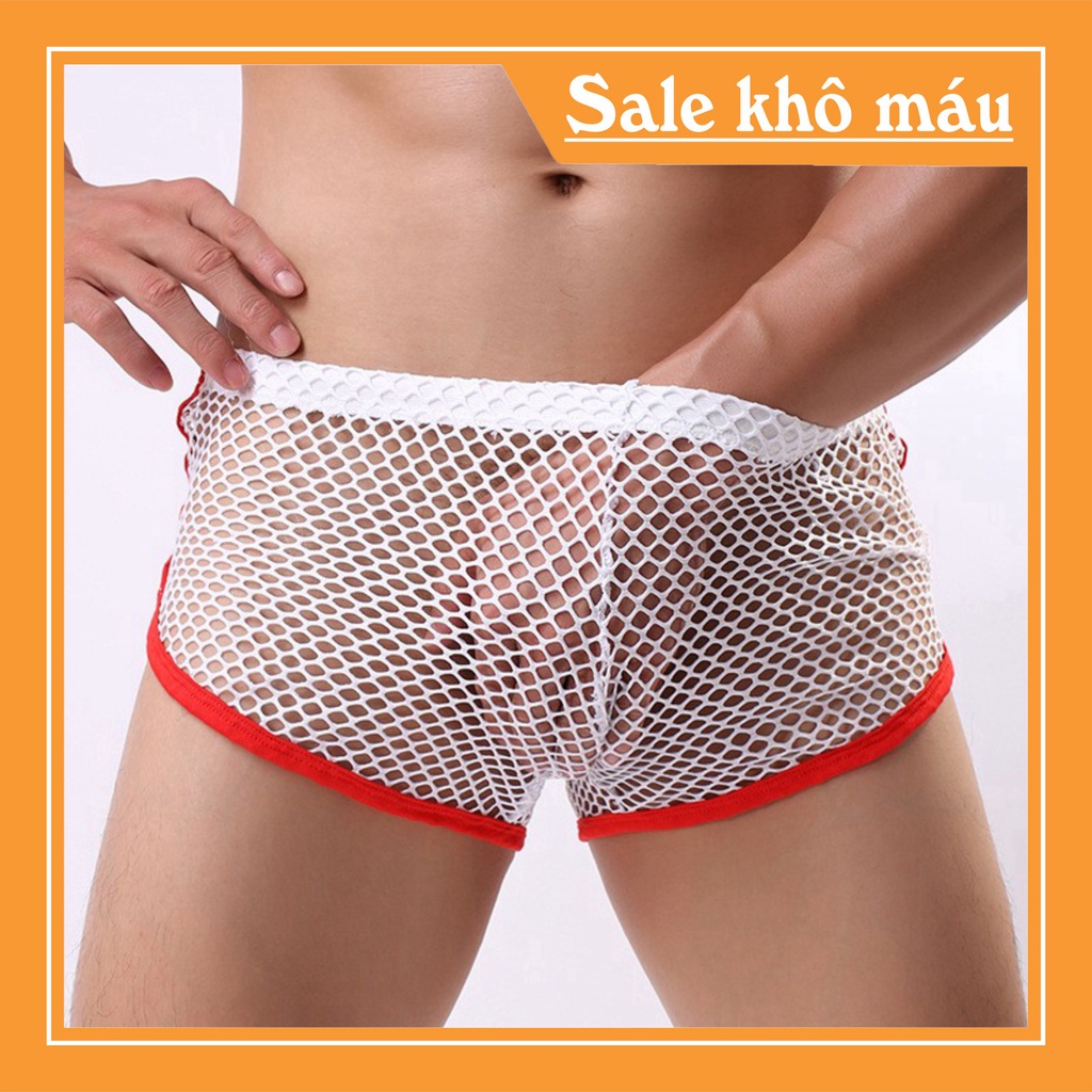 Quần ngủ nam, quần ngủ lưới cotton xuyên thấu thoáng mát