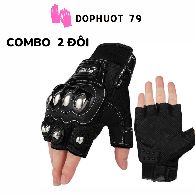 Găng tay bọc thép xe máy COMBO X2 găng tay hở ngón đi phượt nam nữ an toàn bền bỉ cực chất phong cách Spor
