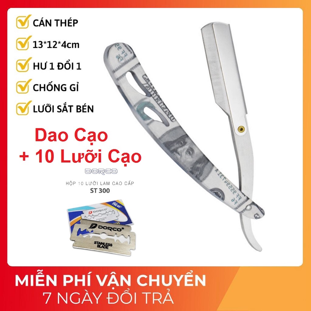 Dao Cạo BarBer Râu Tóc Mặt Hình Đô La Cao Cấp Đa Năng Sang Trọng Tặng 10 Lưỡi Cạo [ Ảnh Thật Sản Phẩm ]