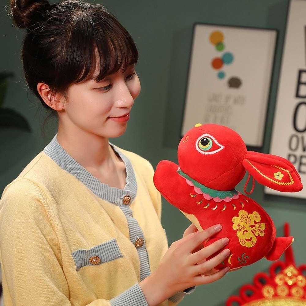 ANEMONE Thỏ Nhồi Bông Chất Liệu Cotton Phong Cách Trung Hoa Dễ Thương Dùng Để Trang Trí Nhà Dịp Năm Mới