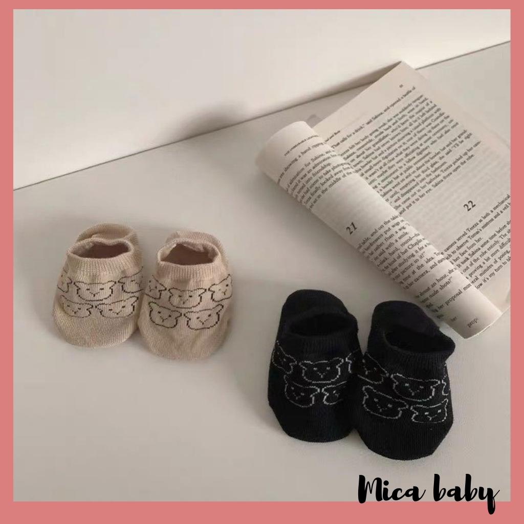 Tất lười cho bé, tất cổ ngắn in hình gấu chống trượt đáng yêu cho bé T34 Mica baby