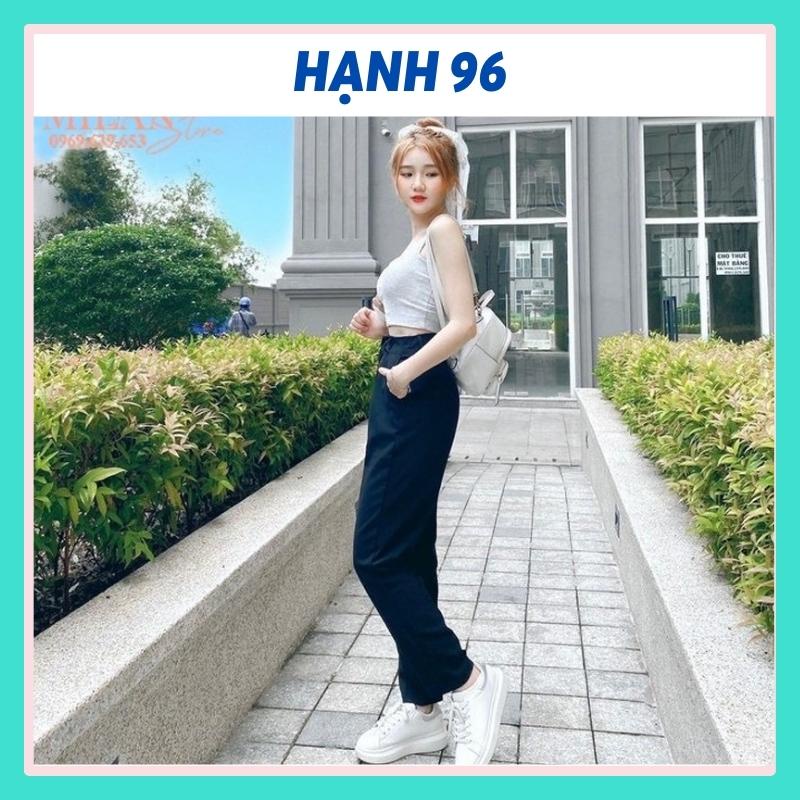 Quần đi học nữ, quần tây đi học lưng cao dáng dài - Quần vải công sở Vitex dày dặn phối áo sơ mi đi học làm HẠNH 96