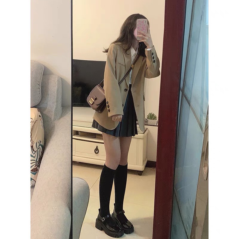 Áo blazer nữ dài tay Chelgy 2 cúc, áo vest nữ 2 lớp dầy dặn mùa thu đông form rộng 3 màu Đen, Nâu, Trắng CG-ABLZ101 | BigBuy360 - bigbuy360.vn