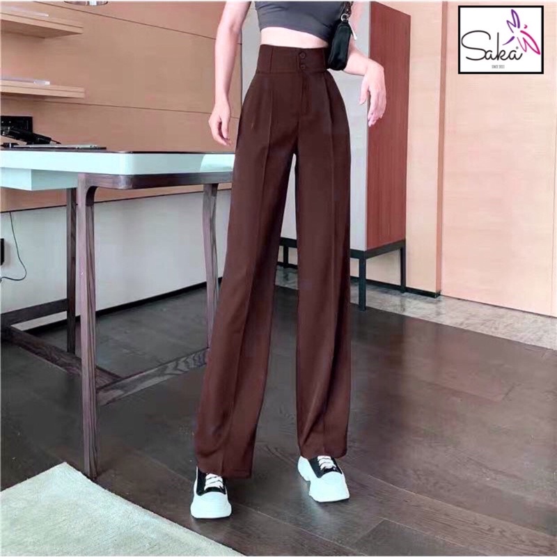Quần tây suông nữ dài lưng cao công sở phong cách ulzzang nhiều màu saka shop