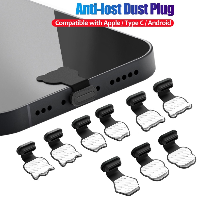 Nắp Đậy Cổng Sạc Chống Bụi Chống Nước Bằng Silicon Cho IPhone Type-C Hình Gấu / Đám Mây / Mèo / Gấu Lầu Năm Góc