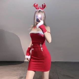 Set váy len + găng tay giáng sinh Noel ôm body quyến rũ