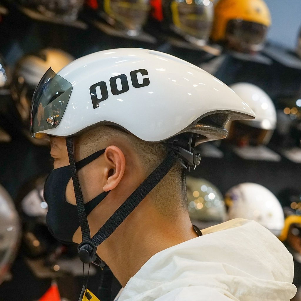 [Tặng tai mèo/gấu] Nón POC P01 Trắng Bóng Chính Hãng