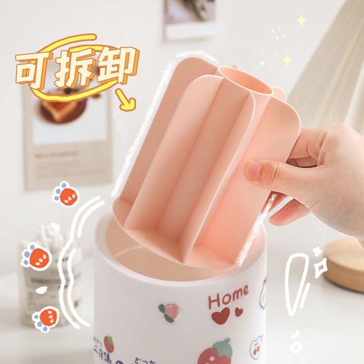 Lọ đựng bút, cọ trang điểm có nắp đậy tặng kèm sticker - UniLabel