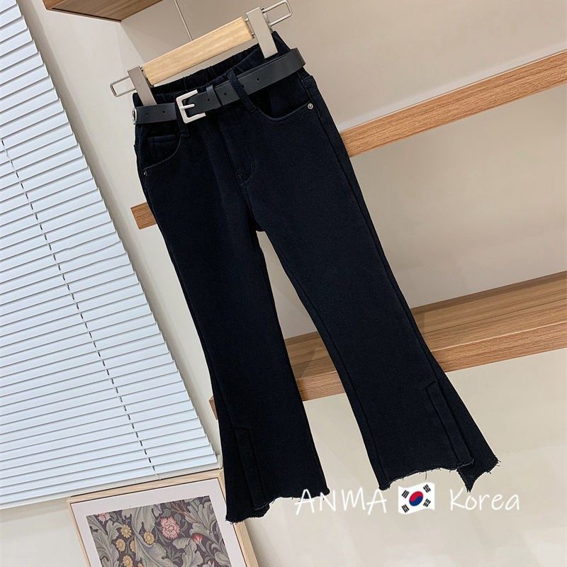 Quần Jeans Ống Loe Màu Đen Phong Cách Hàn Quốc Cho Bé Gái