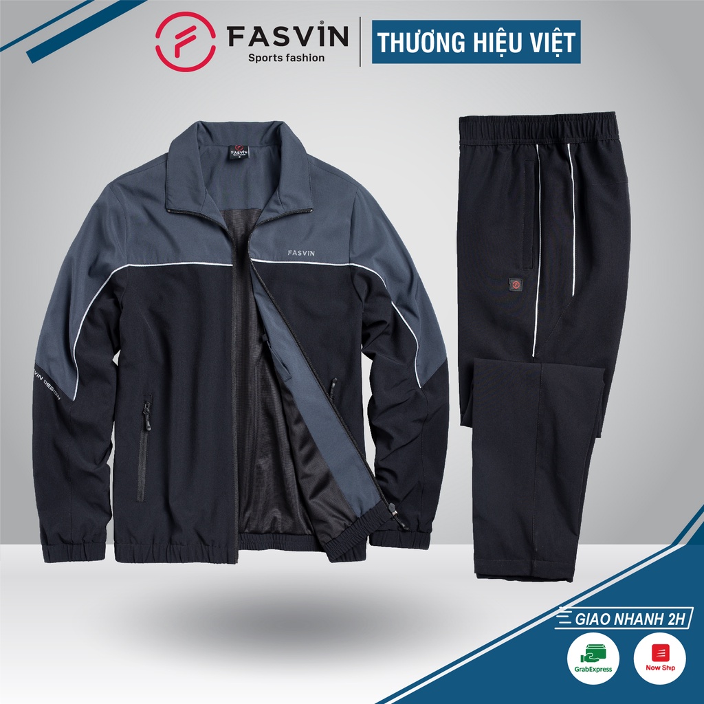 Bộ quần áo gió nam 2 lớp FASVIN BC22542.HN vải thể thao cao cấp hàng chính hãng