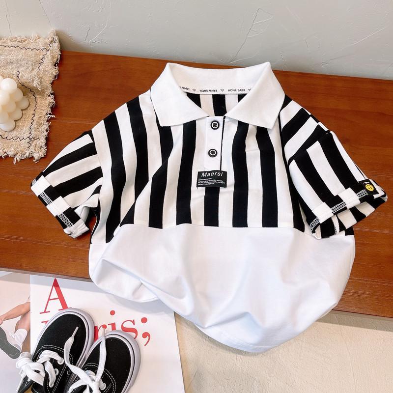 Áo polo Tay Ngắn Kẻ Sọc Thoáng Khí Thời Trang Mùa Hè Cho Bé Trai 0603