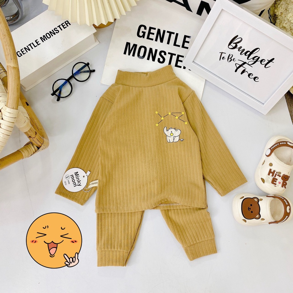 quần áo len tăm đũi cho bé bộ thu đông dài tay minky mon 6-18kg