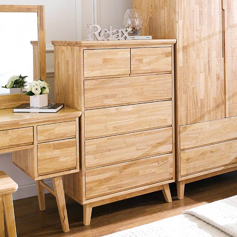 Tủ ngăn kéo 2+4 IBIE NB-Natural gỗ cao su màu tự nhiên đựng quần áo, đồ dùng