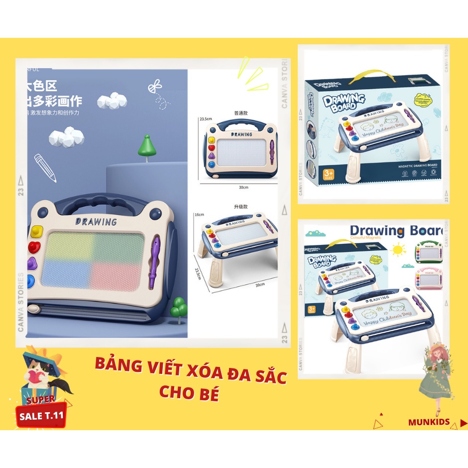 Bảng Viết Tự Xóa Thông Minh 💝Freeship💝 Bảng Tự Xóa Có Chân, Dụng Cụ Học Tập Giúp Bé Sáng Tạo