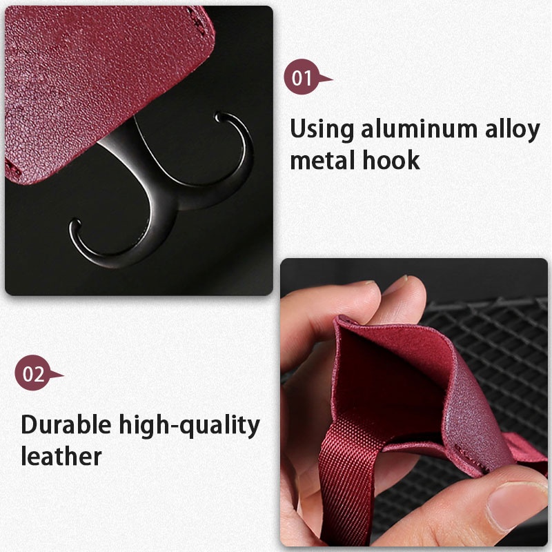 Móc Hợp Kim Bọc Da Cao Cấp, Treo Đồ Gắn Sau Lưng Ghế Ôtô, Treo Đồ Tiện Dụng, Gọn Gàng Trong Xe Hơi. Kingler9722