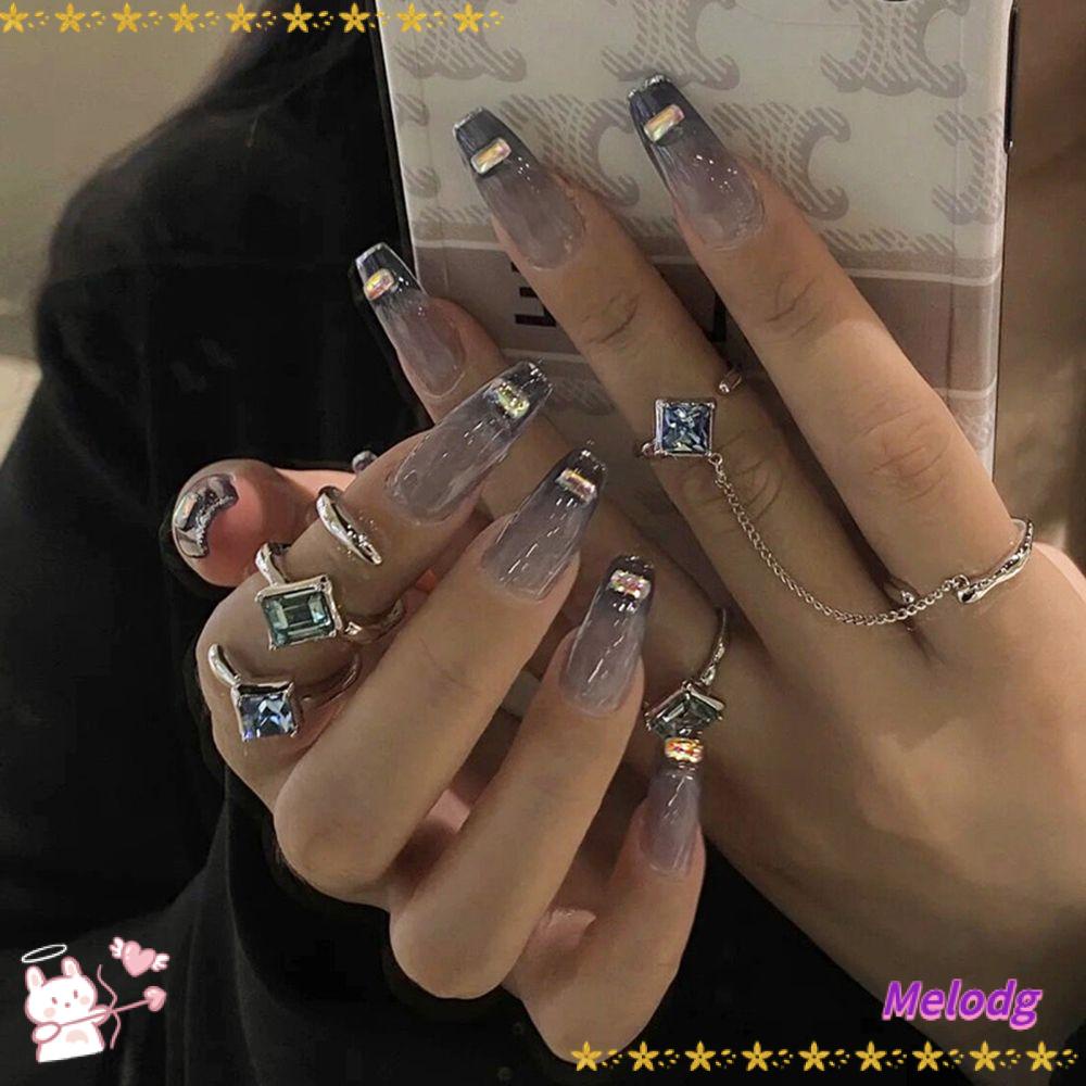 Bộ 24 Móng Tay Giả Dạng Nhấn Che Phủ Toàn Diện Màu Gradient