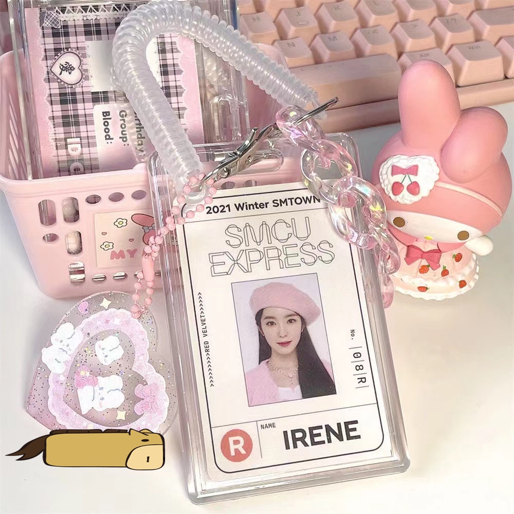 Túi Đựng Thẻ ID / Xe Buýt Bằng Acrylic Trong Suốt HD Kích Thước 12.5 * 8.5CM Kèm Móc Khóa Tiện Dụng Cho Học Sinh / Văn Phòng