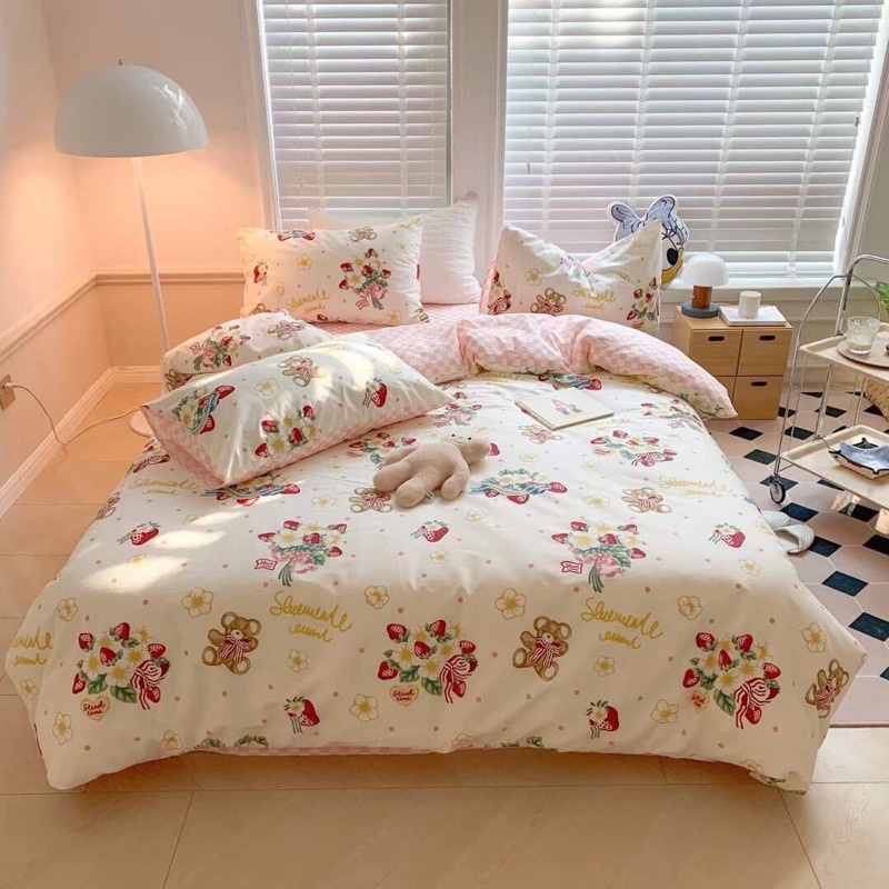 Bộ chăn ga Cotton Living 4 món 100% cotton hàng nhập