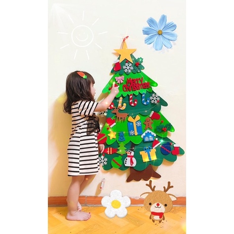 Cây thông noel vải dạ, vải nỉ 32 chi tiết, đồ trang trí giáng sinh
