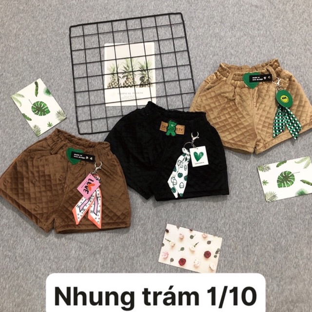 quần sooc nhung dày dặn 2 lớp mềm đẹp cho be gái
