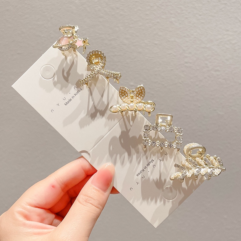 Kẹp Tóc Đính Ngọc Trai Nhân Tạo Bằng Hợp Kim Phong Cách Hàn Quốc