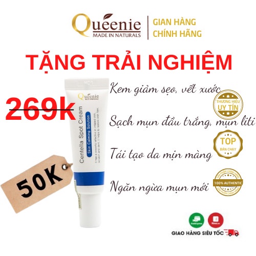 Kem Dưỡng Queenie AC Pure Centella Cho Da Mụn Đầu Trắng Li Ti Trải Nghiệm 5ml