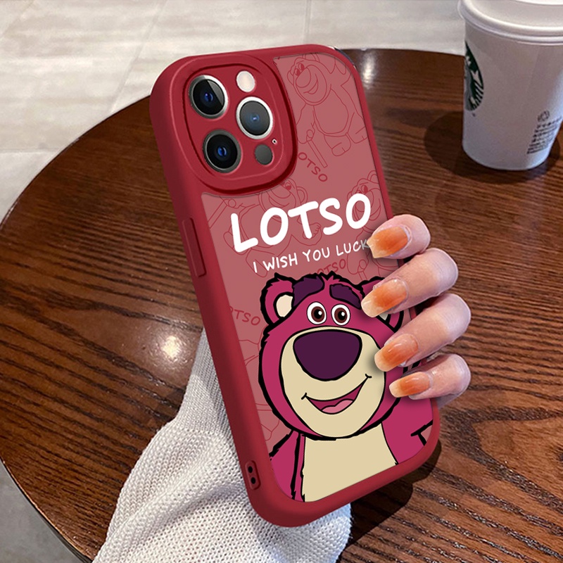 Ốp Điện Thoại Silicon Dẻo In Gấu Dâu Tây iPhone 11 12 Pro 13 14 Promax 14Plus 13Pro 12 / 13 Mini 6G 6P 7 / 8G 8Plus SE x xr xsmax