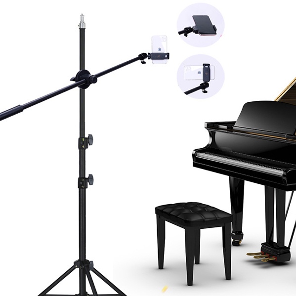 Giá đỡ chân quay video topshot quay review sản phẩm, livestream, spa phun xăm có đèn chân 2.1m