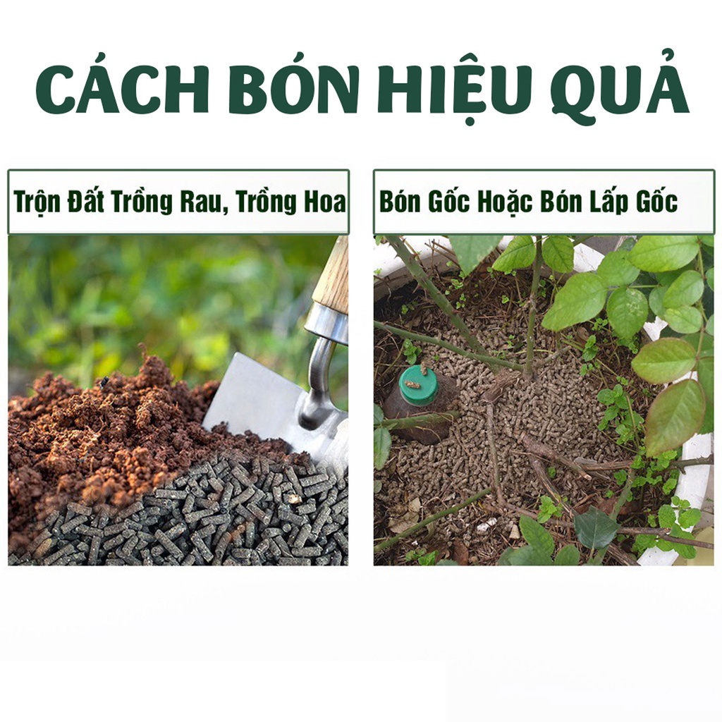 Phân bón hữu cơ cho hoa, bổ sung nấm trichoderma, kiểng, bosai, lan, kích hoa, ra nụ, lên màu 1kg - h2t farm