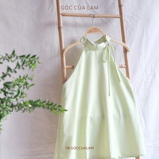 Áo yếm cổ tàu linen cột nơ One size
