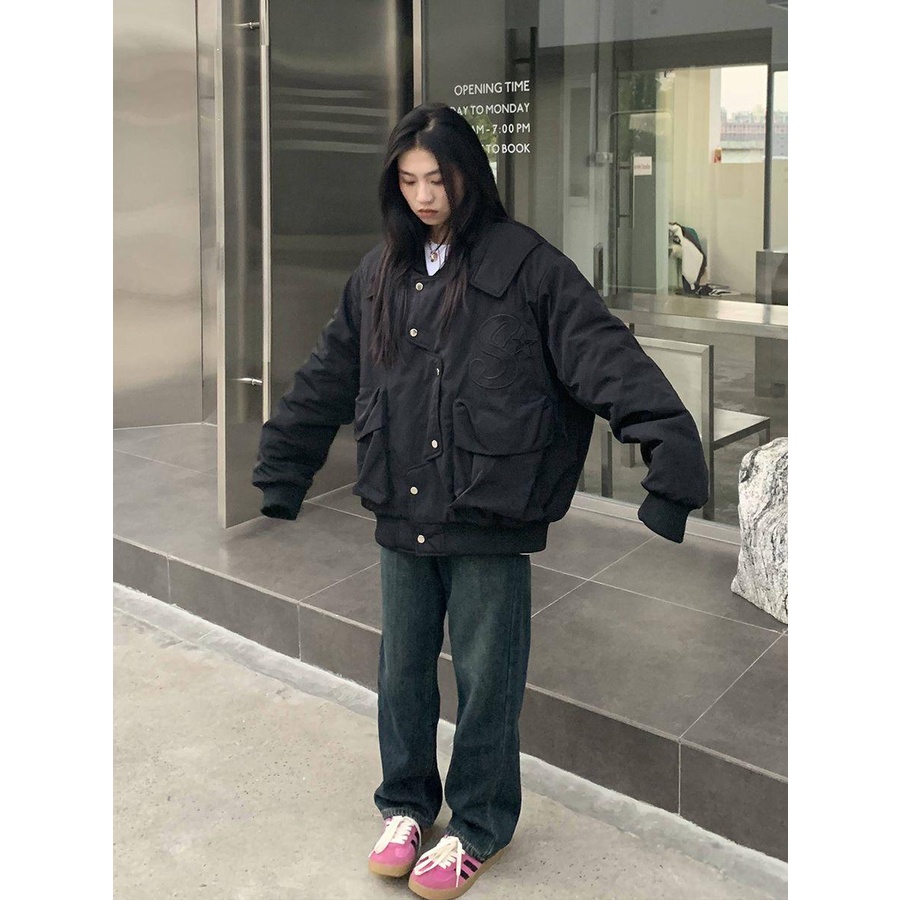 Áo Khoác Bóng Chày Bằng Cotton Dày Dặn Phong Cách Mỹ Thời Trang Mùa Đông Mới Cho Nữ