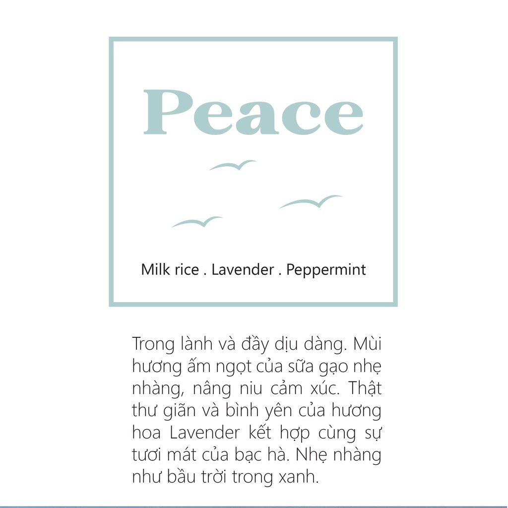 Nến thơm Handmade LÁ NHỎ - Peace (Sữa gạo + Lavender + Bạc Hà) - Nhẹ nhàng nâng niu cảm xúc - Không khói - An toàn