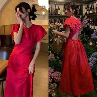 ĐẦM MIDI HỞ LƯNG TAY PHỒNG (KÈM VIDEO HÌNH THẬT)