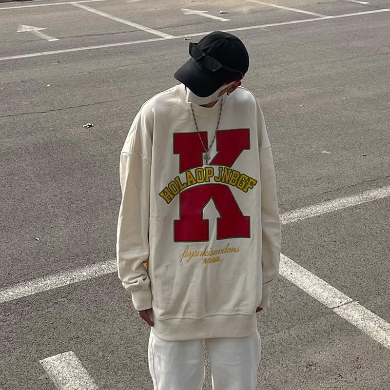 Áo Sweater Tay Dài Dáng Rộng Phong Cách Hip Hop Đường Phố Mỹ Thời Trang Xuân Thu Mới Cho Nam