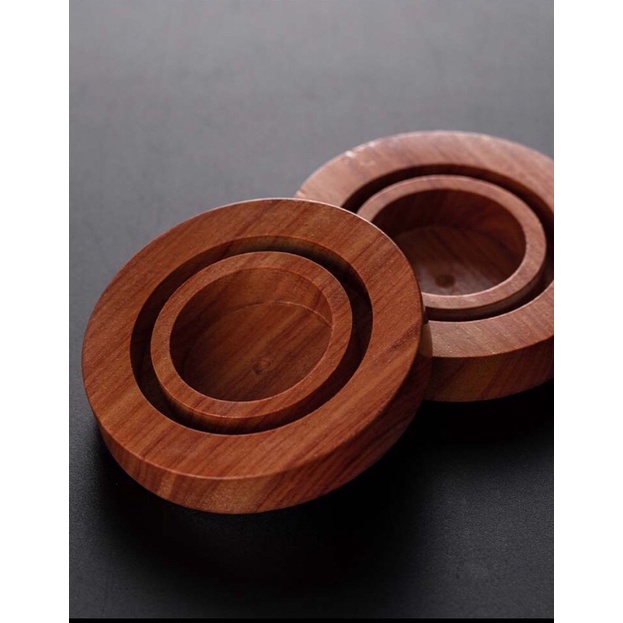 Đèn Thiền trà đế gỗ mộc hương - Đèn tealight trang trí có bóng thuỷ tinh